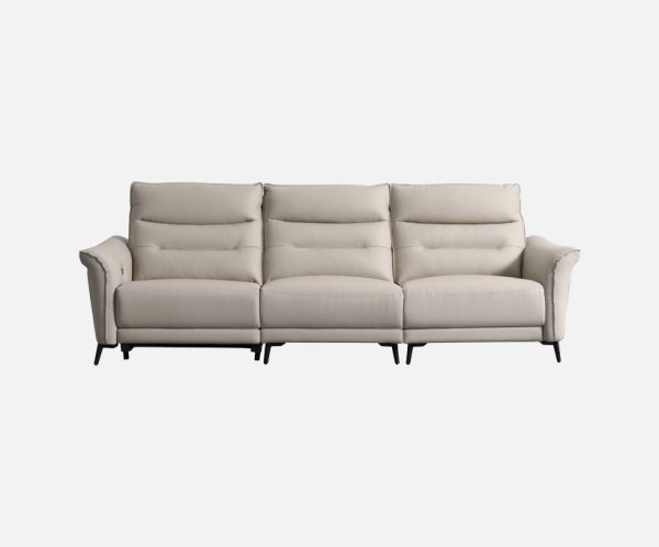Luxury Beige Recline Chair 3-Seat Sofa