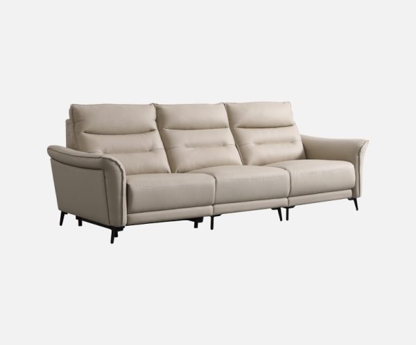 Luxury Beige Recline Chair 3-Seat Sofa