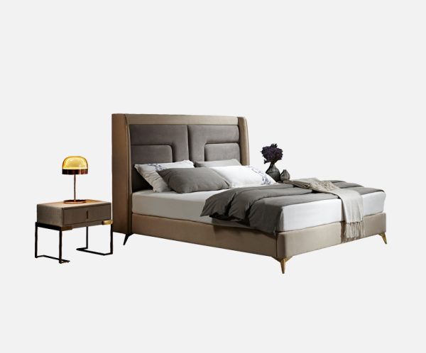 Luxury Velvet Fabric Wingback Bed